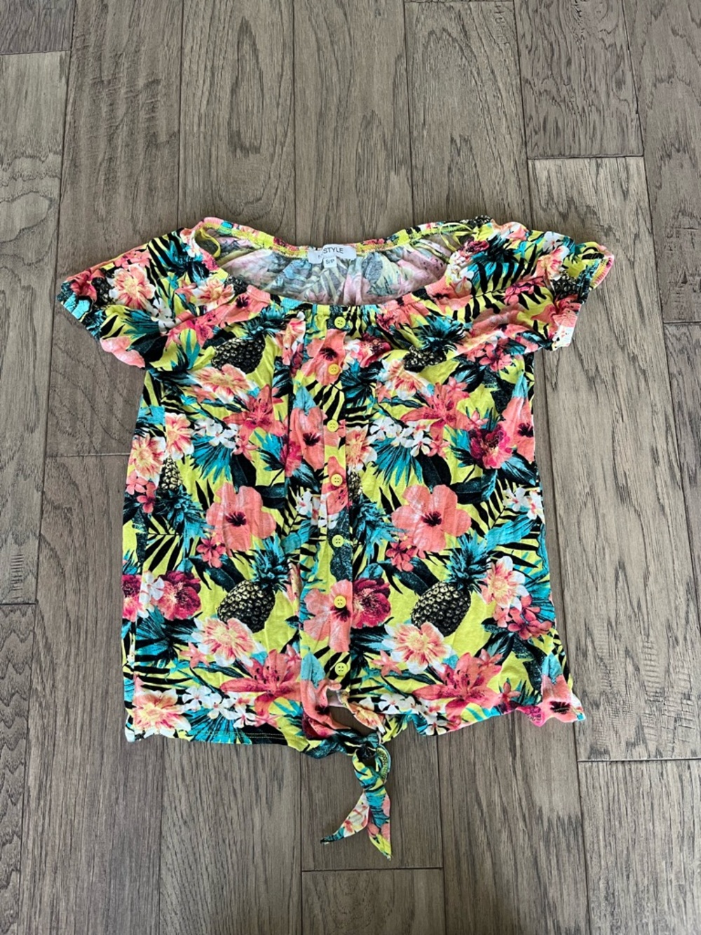 Tropical Tie-Front Women's Top - Multicolour Floral size S